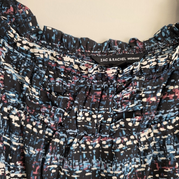 Zac & Rachel Women's Multi-Colored Patterned Ruffle Blouse Sz 2X - Picture 7 of 12
